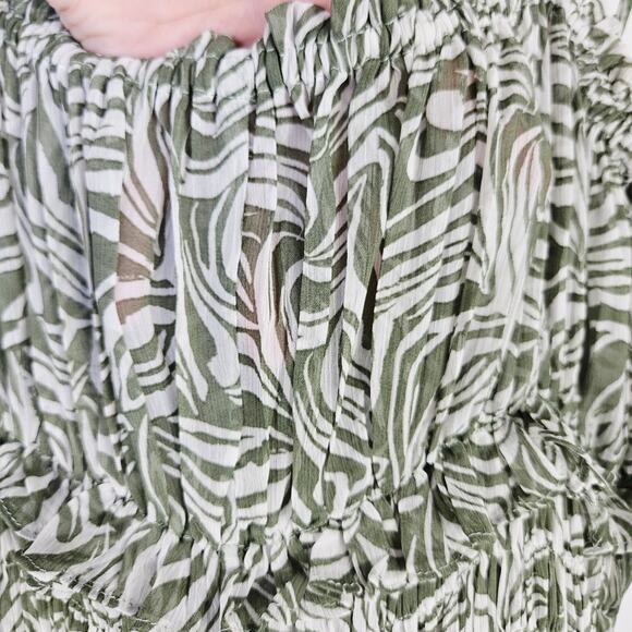 En Saison Sole Abstract Green Smock Midi Dress Size Large Cottage BOHO Milkmaid - Picture 12 of 16